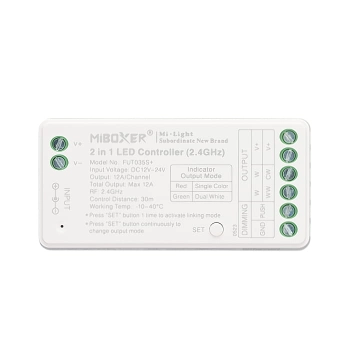 Sterownik LED MiBoxer 2w1 MONO/CCT 12A 12V-24V FUT035S+