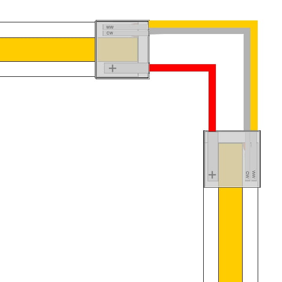 Złączka do taśmy LED COB CCT PCB-10mm T-P-T zaciskana dwustronna z przewodem łączącym